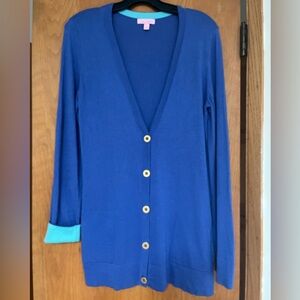VGUC Lilly Pulitzer Heidi cardigan Iris blue Large